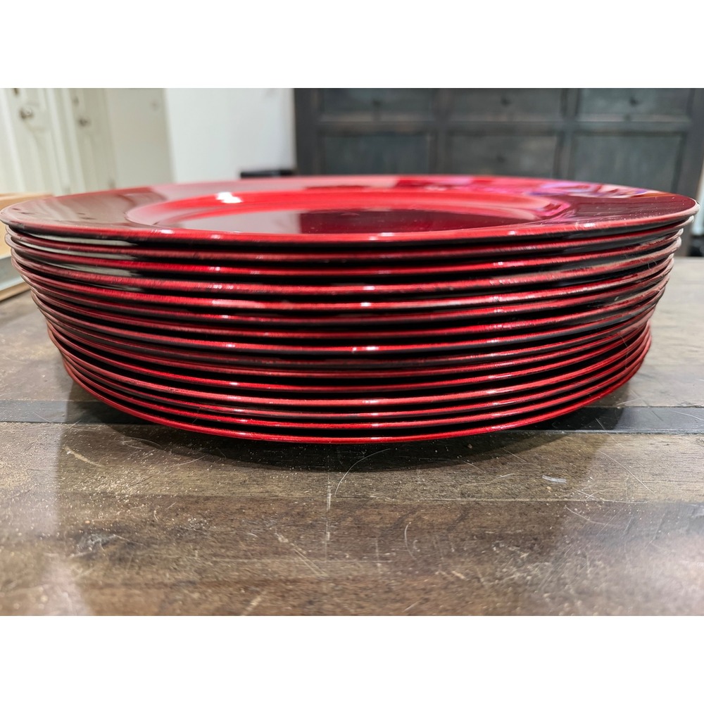 Set of 15 Metallic Red Charger Plates 13 Inch Round Holiday Table Decor Bulk